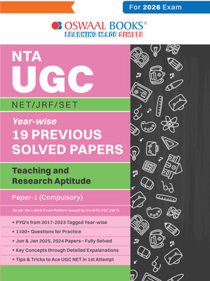 Oswaal NTA UGC NET / JRF / SET Paper 1 | 19 Previous Solved Papers| Year-wise (2015-2025 June) |Teaching & Research Aptitude (Compulsory) |(For 2026 Exam)(Paperback, Oswaal Editorial Board)