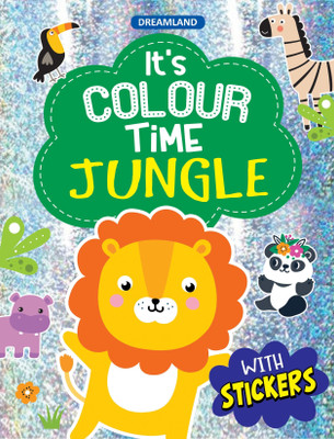 Jungle- It's Colour time with Stickers  - Theme Colouring Book for Kids – Creative Animal Illustrations, Single-Sided Pages, Fun Activity with Colour Guide Stickers(English, Paperback, unknown)