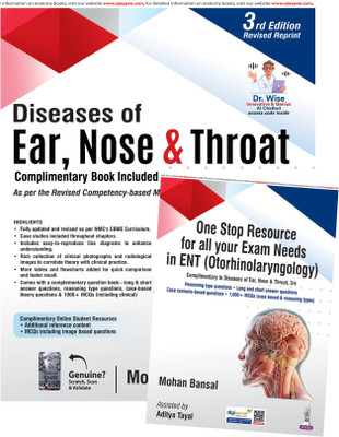 Diseases of Ear, Nose & Throat, 3/E for MBBS Students with Free One Stop Resource Book for All Your Exam Needs in ENT (Otorhinolaryngology) | 1000+ MCQs & Case Studies for NEET PG Prep(English, Paperback, Bansal Mohan)