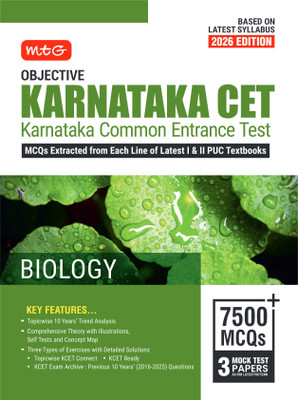 MTG Objective Karnataka CET (KCET) Biology Book For 2026 Exam | Topicwise Comprehensive Theory with Previous 10 Years Solved Question Papers & 7500+ MCQs | KCET PYQs & Mock Test Papers(Paperback, MTG Editorial Board)