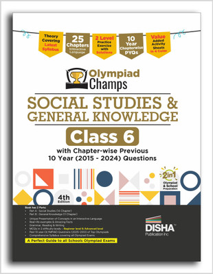 Disha Olympiad Champs Social Studies & General Knowledge Class 6 with Chapter-wise Previous 10 Year (2015 - 2024) Questions 4th Edition | Complete Prep Guide with Theory, PYQs, Past & Practice Exercise |(Paperback, Disha Experts)