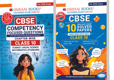 Oswaal CBSE Competency Focused Questions Chapter-wise and 10 Years' Solved Papers Class 10 (Set of 2) English, Maths, Science, Social Science(Product Bundle, Oswaal Editorial Board)