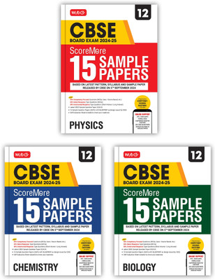 MTG CBSE Class 12 ScoreMore 15 Sample Papers Physics, Chemistry & Biology Books For 2025 Board Exam (Set of 3) | Detailed Solutions of Each Chapter | Based on Latest CBSE Pattern & Syllabus(English, Paperback, unknown)