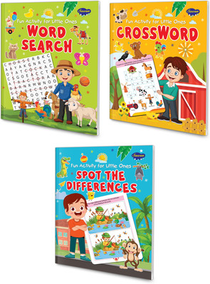 Word Search, Crossword and Spot the Differences activity book for kids : Children's activity book, Fun learning activity book, Kids learning book | Combo of 3 books.(Paperback, SAWAN)