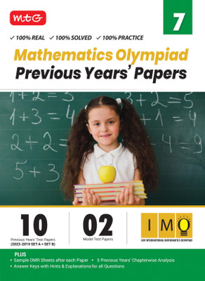 MTG IMO Class-7 Olympiad 10 Previous Years Papers (2023-2019 Set A & B) Mathematics with Mock Test Papers - Sample OMR Sheet with Chapterwise Analysis | SOF Olympiad Books For 2024-25 Exam(English, Paperback, MTG Editorial Board) MTG IMO Class-7 Olympiad 10 Previous Years Papers (2023-2019 Set A & B) Mathematics with Mock Test Papers - Sample OMR Sheet with Chapterwise Analysis | SOF Olympiad Books For 2024-25 Exam(English, Paperback, MTG Editorial Board)