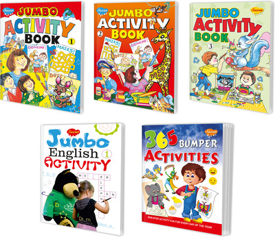 365 Bumper Activities, JUMBO Activity Book – 1, 2, 3 and English Activity – 1 book for kids : Jumbo activity book for kids, Fun-filled activity book, English learning workbook | Pack of 5 activity books.(Paperback, Sawan)