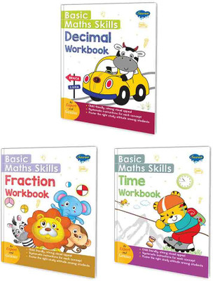 Basic maths skills workbook Decimal, Fraction, Time, Set of 3(Paperback, SAWAN)