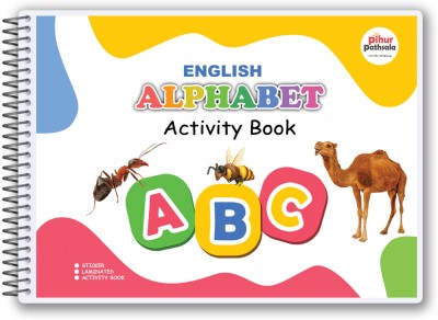 Pihur Pathsala - English Alphabet Activity Book  - A to Z Book | ABCD Book | Montessori Learning Activity Binder | Suitable for Pre-Schooler Kindergarten Kids, Autistic Child and Early Learners. | Best Birthday Gift for Kids(Laminated, Spiral Binding with Hook and Loop Velcro Sticker, Activity Binde