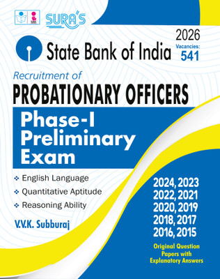 SURA`S SBI Bank Probationary Officers ( PO ) Phase I Preliminary Exam Guide Books Latest Updated Edition 2026(Paperback, V.V.K SUBBURAJ)