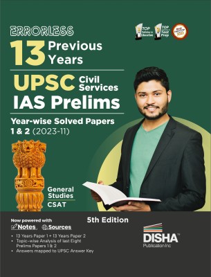 Errorless 13 Previous Years UPSC Civil Services IAS Prelims Year-wise Solved Papers 1 & 2 (2023 - 11) 5th Edition | PYQs Question Bank |(Paperback, Disha Experts)