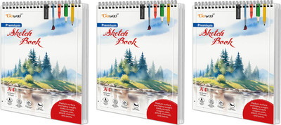 A4 Premium Sketch Book : Set of 3 (36 sheets) Sketch Book For Painting, Top Spiral-Bound Sketchpad, ketching and Drawing Acid Free Paper for Doodling(Paperback, GO WOO)