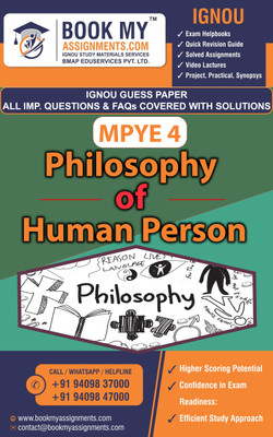 IGNOU MPYE 4 Philosophy of Human Person | Guess Paper | Important Question Answer | Master of Arts (Philosophy)(MAPY)(Paperback, BMA Publication)