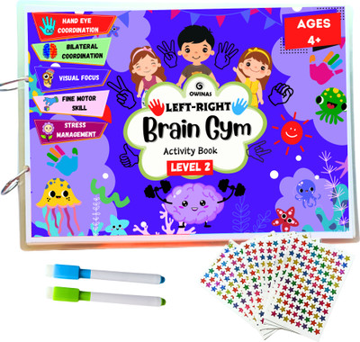 Left-Right Brain Gym Activity Book Level 2 for Kids Ages 4 TO 12 - Reusable Wipe & Clean Brain Booster | Bilateral Coordination, Tracing, and Fine Motor Skill Development | KIDS BIRTHDAY GIFT - brain gym acticities for kids(Spiral-bound, OWINAS) Left-Right Brain Gym Activity Book Level 2 for Kids Ages 4 TO 12 - Reusable Wipe & Clean Brain Booster | Bilateral Coordination, Tracing, and Fine Motor Skill Development | KIDS BIRTHDAY GIFT - brain gym acticities for kids(Spiral-bound, OWINAS)