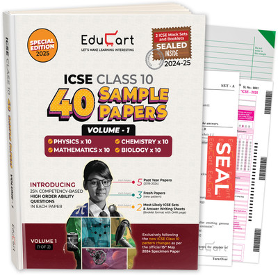 Educart ICSE Class 10 Sample Papers 2025 (Volume 1)- Physics, Chemistry, Biology and Mathematics Books for 2024-25 Exam (with Exclusive ICSE Mock Sets and Answer Writing Booklets) - ICSE Sample Paper Class 10 2025(English, Paperback, Sir Tarun Rupani|Educart) Educart ICSE Class 10 Sample Papers 2025 (Volume 1)- Physics, Chemistry, Biology and Mathematics Books for 2024-25 Exam (with Exclusive ICSE Mock Sets and Answer Writing Booklets) - ICSE Sample Paper Class 10 2025(English, Paperback, Sir Tarun Rupani|Educart)