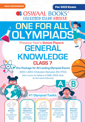 Oswaal One For All Olympiad Previous Years' Solved Papers, Class-7 General Knowledge Book (For 2023 Exam)(English, Paperback, Oswaal Editorial Board)