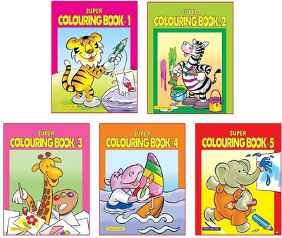 Super Colouring Book Pack  - 5-Book Set | Fun & Educational Colouring Books for Kids Ages 2-6 | Lovingly Designed Illustrations, Small Reference Pictures, Creativity & Fine Motor Skill Development(English, Paperback, unknown)