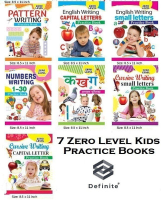 English Writing, Cursive Writing (Capital and Small Letters), Hindi Writing, Pattern Writing, Numbers Writing - Set of 7 Practice Books For Children(Paperback, Kamal Book Depot)