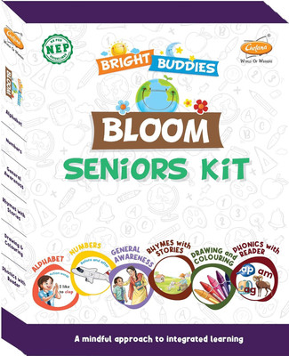 BRIGHT BUDDIES BLOOM Beginners Kit - Pack Of 6 | English, Mathematics, General Awareness, Drawing & Colouring Book, Rhymes & Stories & Phonics - Seniors(Paperback, Firefly)