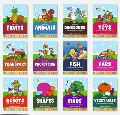 Box Set of 12 INKLICK Kids Activity Colouring Books: A Magical Artistic Series.(staple bound, PixelPage Little)