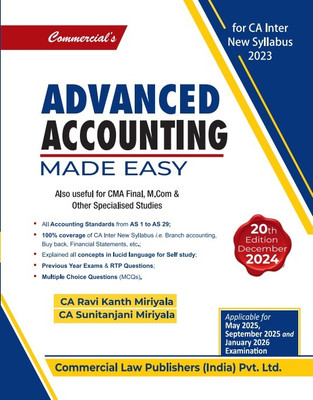 Advanced Accounting Made Easy CA Inter New Syllabus 2023(Paperback, CA. Ravi Kanth Miriyala, CA Sunitanjani Miriyala)