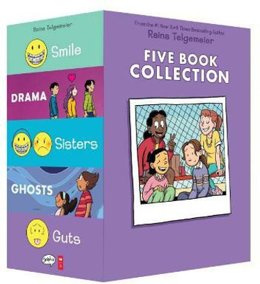 Raina Telgemeier Five Book Collection: Smile, Drama, Sisters, Ghosts, Guts(English, Paperback, Telgemeier Raina)