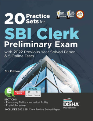 20 Practice Sets for Sbi Clerk Preliminary Exam with 2022 Previous Year Solved Paper & 5 Online Tests(English, Paperback, unknown)