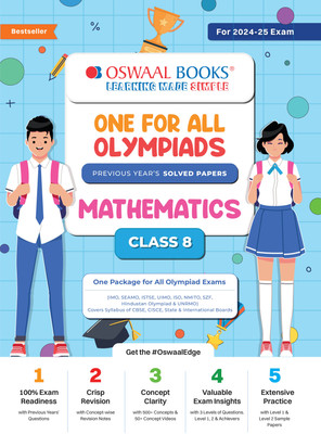 Oswaal One for All Olympiad Class 8 Mathematics | Previous Years Solved Papers(English, Paperback, unknown)