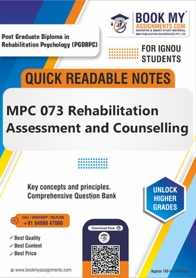IGNOU MPC 073 Rehabilitation Assessment and Counselling Study Material (Quick Readable Notes) For Ignou Student - Utilizing Premium 80 GSM A4 Paper to Deliver Sharp and Clear Print Quality, Essential for Effective Study Habits and Academic Achievement - English Edition  - Best IGNOU exam preparation