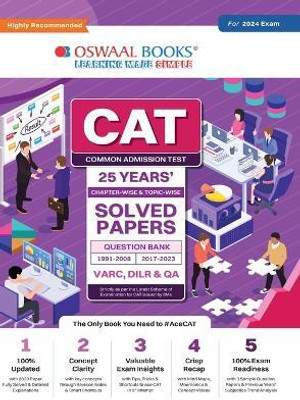 Oswaal CAT 25 YEARS Chapter-wise & Topic-wise Solved Papers (VARC, DILR & QA) (1991-2008 & 2017-2023) for 2024 Exam(English, Paperback, Oswaal Editorial Board)