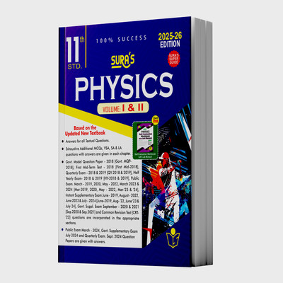 SURA`S 11th Standard Physics Volume - I and II (Combined) Exam Guide in English Medium 2025-26 Latest Updated Edition(Paperback, A PANEL OF AUTHORS)