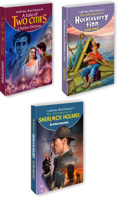 A Tale of Two Cities, The Adventures of Sherlock Holmes and The Adventures Huckleberry Finn for Kids : Kids Learning Story Books, Adventures Book for Kids, Story- Time Books | Set of 3 Kids Story Books.(Paperback, SAWAN)