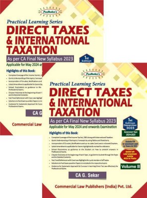 Practical Learning Series Direct Taxes and International Taxation CA Final New Syllabus (Set of 2 Vols.)(Paperback, CA G. SEKAR)