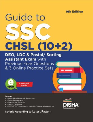 Guide to Ssc - Chsl (10+2) Deo, Ldc & Postal/ Sorting Assistant Exam with Previous Year Questions & 3 Online Practice Sets 9th Edition Combined Higher Secondary Level Staff Selection Comission Pyq Mock Test(English, Paperback, unknown)