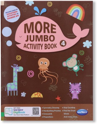 Navneet More Jumbo Activity Book 4- Fun Activities for Kids- Symmetry Drawing, Handwriting Practice, Skip Counting, Crosswords, Preposition, Find the Small Words(Paperback, Navneet Education Limited)