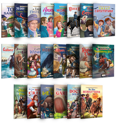 Evergreen illustrated Classics books : The Secret Garden, A tale of two cities, Gulliver's Travels, The Lost World and more - Classic story book for kids, Kids educational books | Pack of 22 books(Paperback, GOWOO)