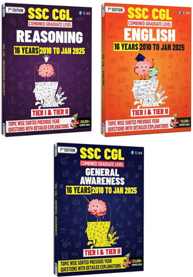 SSC CGL Book 2025  - SSC CGL Reasoning Book , SSC CGL English Book & SSC CGL General Awareness Book (Set of 3 Books) | 16 Years SSC CGL Previous Year Solved Papers (2010 to Jan 2025) | Tier 1 & Tier 2 Chapter Wise & Topic Wise SSC CGL PYQ with Detailed Solutions | Best SSC CGL Exam Preparation Books