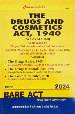 Drugs Cosmetics Act, 1940 Along with Allied Acts Rules (Edition2024 Edition)(English, Paperback, unknown)