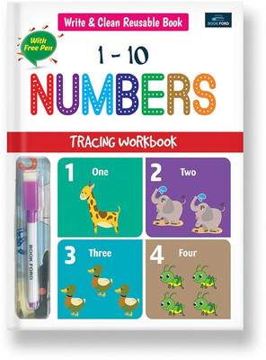 Write and Clean Reusable Book - 1 to10 Number Tracing Workbook For Kids - Boost Early Math Skills(Paperback, BOOKFORD PUBLICATIONS PVT. LTD.)