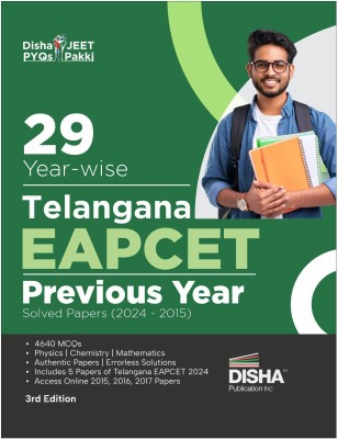 29 Year-wise Telangana EAPCET Previous Year Solved Papers (2024 - 2015) 3rd Edition | Physics, Chemistry & Mathematics PYQs Question Bank | For 2025 Engineering Exams | 4640+ MCQs(Paperback, Disha Experts)