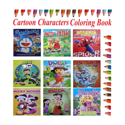 Kids Colouring Books for (Pack of 11 Books) : Cartoon Characters Picture Books - Doraemon, Ben 10, Motu Patlu, Dora, Spider Man, Tom & Jerry, Chhota Bheem, Barbie, Mickey Mouse [paperback] SA [Jan 01, 2020](Paperback, SA)