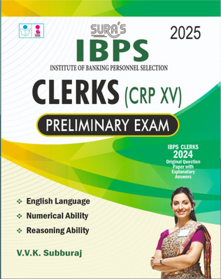 SURA`S IBPS Bank Clerks CRP XV Preliminary Exam Book Guide in English Medium 2025(Paperback, V.V.K SUBBURAJ)