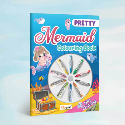 Pretty Mermaid Colouring Book With Crayons | Pretty Mermaid Coloring Escapade(Paperback, GO WOO)