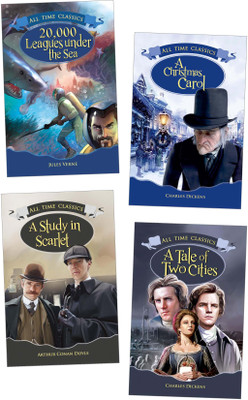All Time Classics | 20,000 Leagues Under the Sea, A Christmas Carol, A Study in Scarlet, A Tale of Two Cities | Set of 4 Books(Paperback, Pinwheel Books)