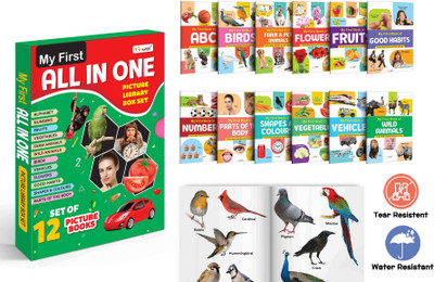 Toddlers learning library box set (Green Edition) : Learning board book for kids, My First All in One Picture Library Box, Library Box set of 12 Books For Children(Paperback, GOWOO)