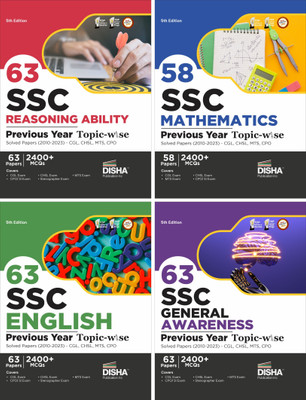 Combo 63 Ssc Mathematics, English, Reasoning Ability & General Awareness Previous Year Topic-Wise Solved Papers (2010 - 2023) - Cgl, Chsl, Mts, CPO 9600+ Pyqs(English, Paperback, unknown)