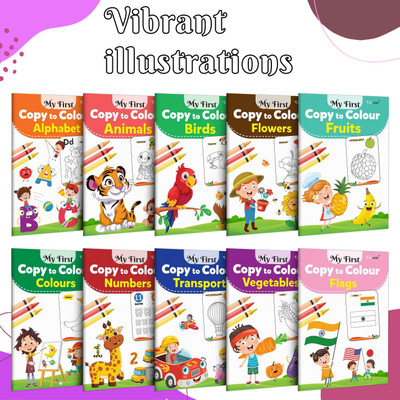 Lkg Class Picture Colouring Set : Colouring Books For Children, All In One essential Colouring Book, Gift Set For Kids Picture Library Set Of 10 Colouring Books(Paperback, GO WOO)
