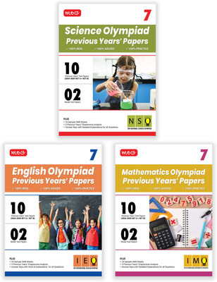 MTG Class-7 IMO-NSO-IEO Olympiad 10 Previous Years Papers (2024-2020 Set A & B) Mathematics, Science & English (Set of 3 Books) with Model Test Papers & 24 Sample OMR Sheets | PYQs For SOF 2025-26 Exam(Paperback, MTG Editorial Board)
