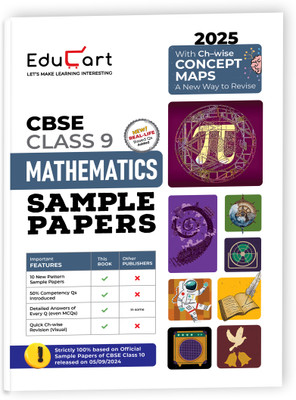 Educart CBSE Mathematics Class 9 Sample Papers for 2024-25 (Introducing Revision Maps) 2025  - Class 9 Sample Paper 2025(English, Paperback, Digraj Singh Rajput|Mansi Sharma|Educart)