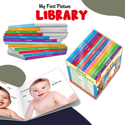Essential Board Book Of All In One Box Set (Blue Edition) : My First Picture Library Box, Educational picture books for toddlers, Collection of 12 board books(Board Book, GO WOO)