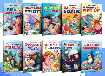 Essential Picture Story Book Collection Pack 2 : LKG Class Story Books for Children | Gift Set for Kids, Library Set of 10 Story Books(Paperback, GOWOO)